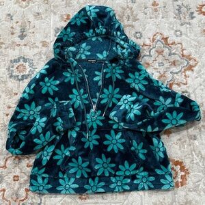 Free Haven adult Sz.M Floral Teal Hooded Sweatshirt